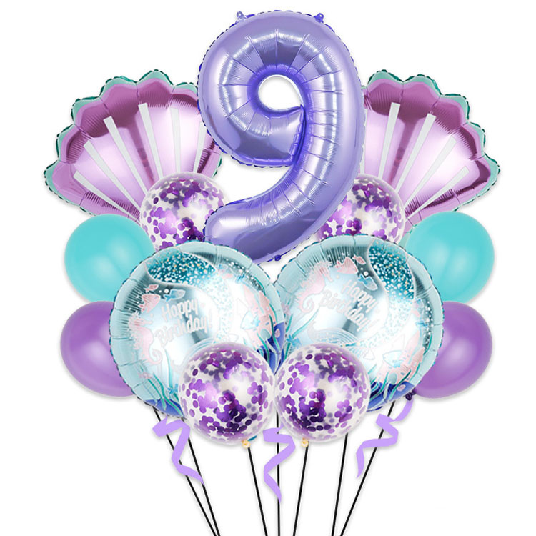 Set di palloncini foil con numero di coda di sirena da 32 pollici