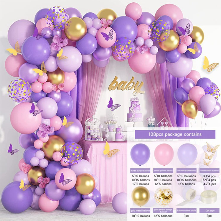 Kit arco di palloncini farfalla viola premium