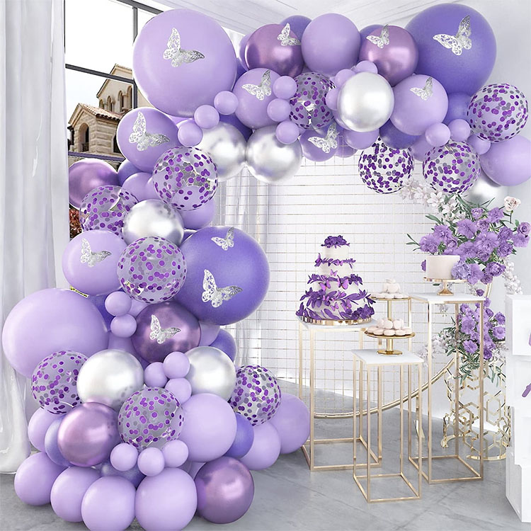 Kit ghirlanda di farfalle con palloncini viola