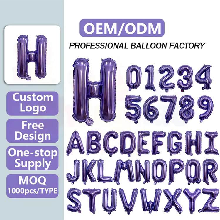 Palloncino Foil Con Numero Di Lettera Viola